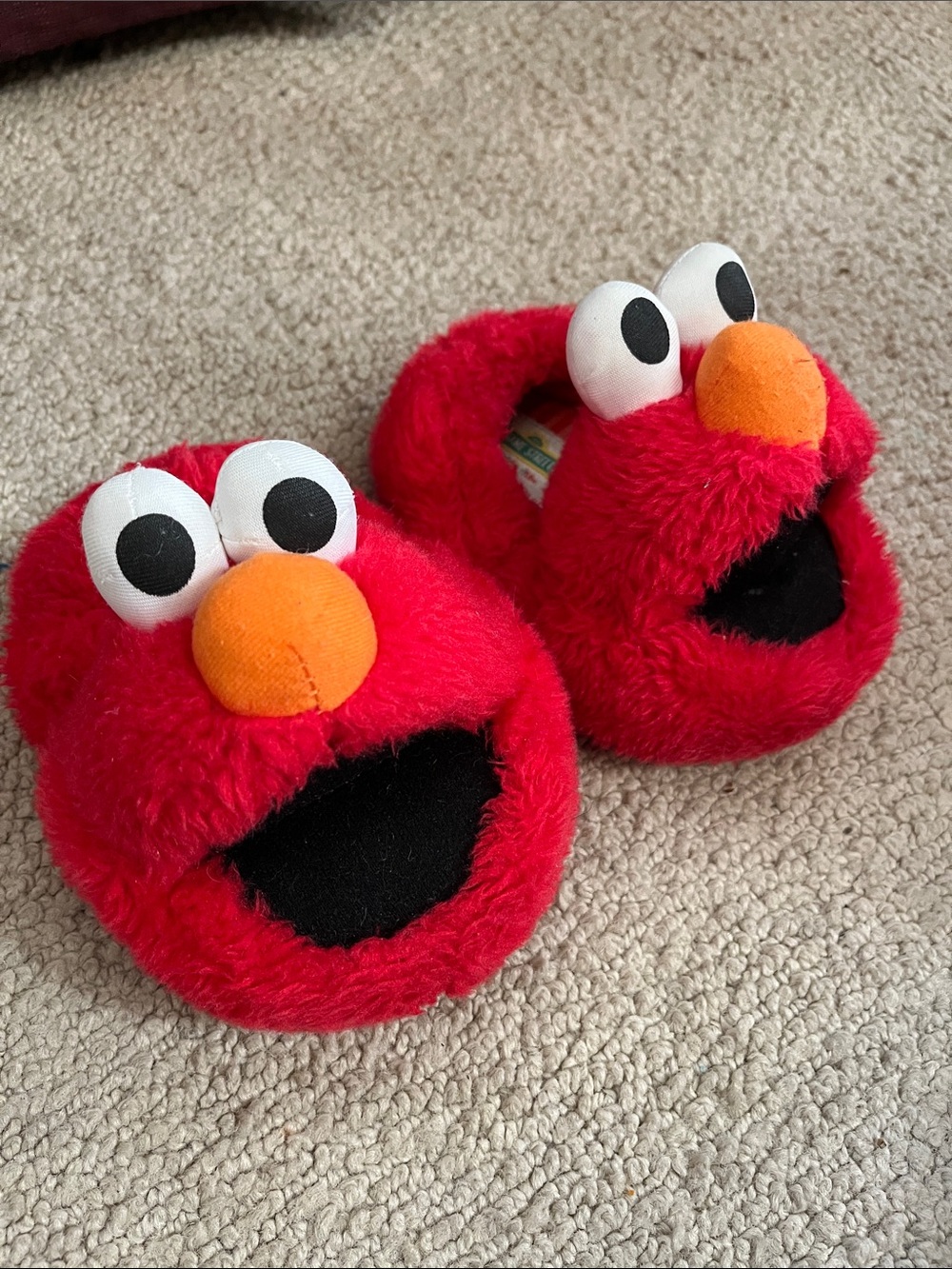 Sesame Street Red Elmo Plush Slippers with Orange Nose